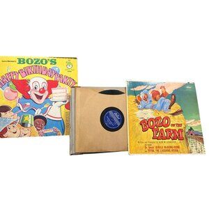 Lot of 3 Vintage Bozo Vinyl Record LP Happy Birthday Party The Farm Rocket Ship